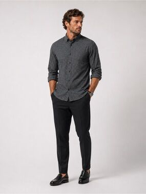 Club Monaco Slim Fit Men’s Gray Knit Button-Up Long Sleeve Shirt Size XL